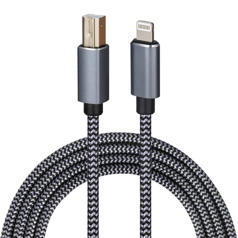 WORLDBOYU Lightning to MIDI Cable USB OTG Type B Cable for Select iPhone, iPad Models for Midi Controller, Electronic Music Instrument, Midi Keyboard, USB Microphone (15FT) - Image 1